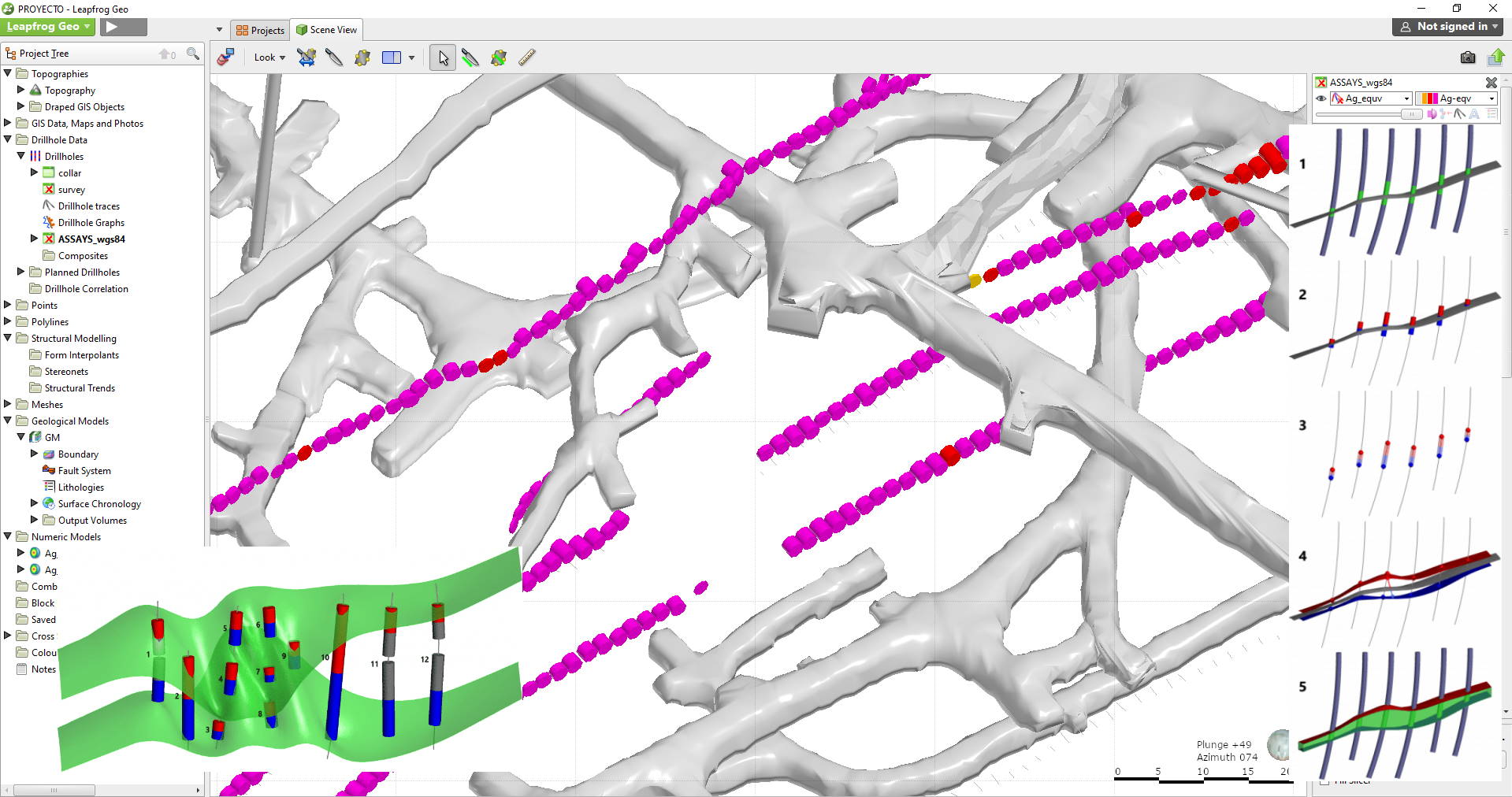 Modelado de Vetas con muestras de canales usando Leapfrog Geo Minería